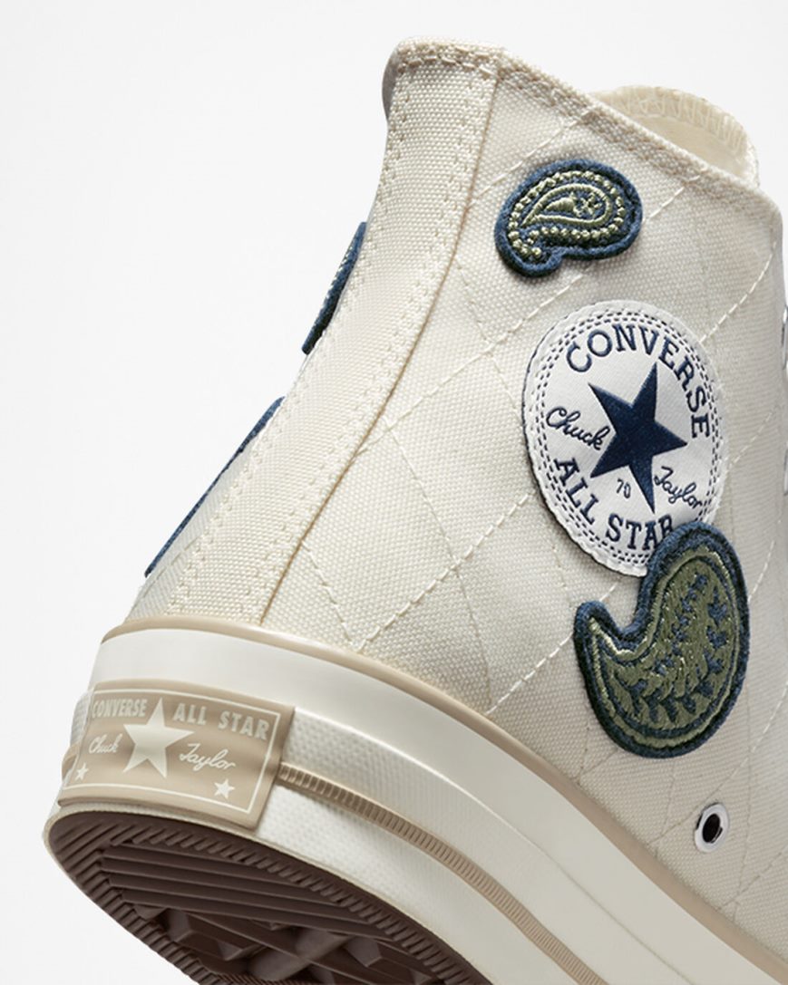 Tenisky Vysoke Converse Chuck 70 Crafted Patches Panske Béžové Námornícka Modrá Zelene | SK DHQOJ5